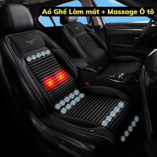 Aó ghế ô tô có quạt lám mát TỰ ĐỘNG NGẮT 16 quạt + 2 điểm massage thư giãn mát xa, đệm lót ghế ô tô sử dụng 12v/24v ÔTô