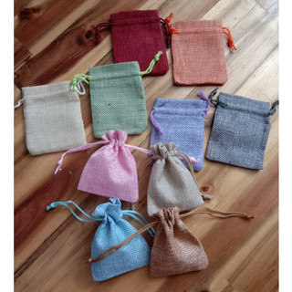 Set 10 Túi vải bố  mix nhiều màu có dây rút kích thước nhỏ 7x9 gói quà tặng trang trí đám tiệc