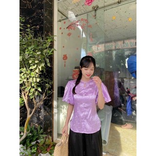 ÁO BÀ BA AN HUY LỤA GẤM TAY PHỒNG