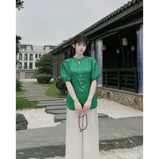 ÁO BÀ BA AN HUY LỤA GẤM TAY PHỒNG