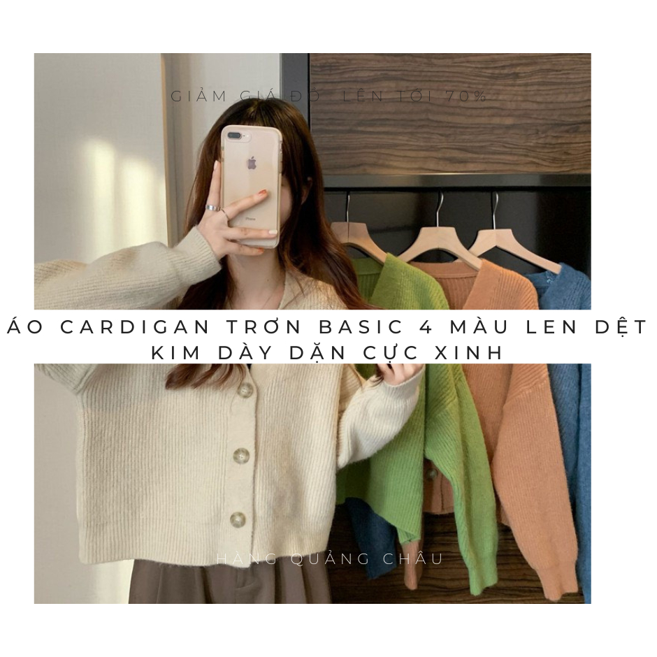 [HOT TREND] Áo cardigan trơn basic 4 màu len dệt kim dày dặn cực xinh
