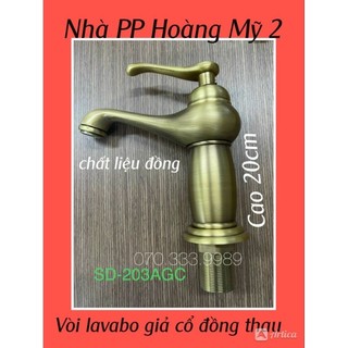 Vòi lavabo vòi rửa mặt Nóng Lạnh đồng thau giả cổ điển, vòi trà 30cm