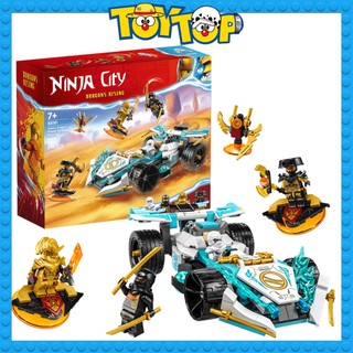Đồ chơi lắp ráp ninjago đại chiến ô tô năng lượng rồng của Zane với quái nhân xếp hình Ninja city 88081 mô phỏng 71791