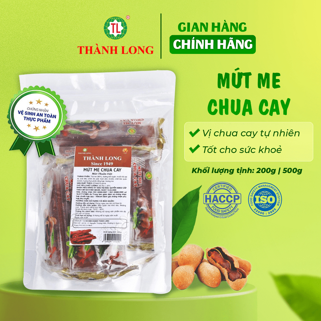 Mứt Me Cay Thành Long Kẹo Me Cay Chua Ngọt Thơm Ngon Mứt Hoa Quả Chính Hãng 200g/500g