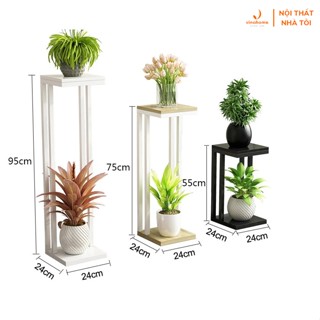 Kệ kê chậu hoa, chậu cây cảnh mặt gỗ vuông cao 55cm, 75cm, 95cm trang trí trong nhà, phòng khách, ban công,...VNH-544