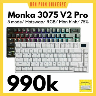 Monka 3075 V2 Pro - bàn phím cơ không dây MONKA 3075 pro V2 - Red Switch - Mạch xuôi - Led RGB nhiều chế độ - có màn LED
