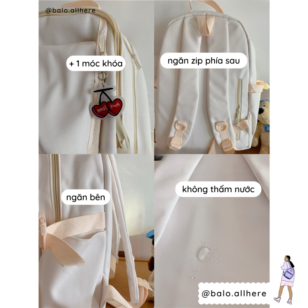 Balo Đi Học Cặp Sách Nữ Xinh Không Thấm Nước