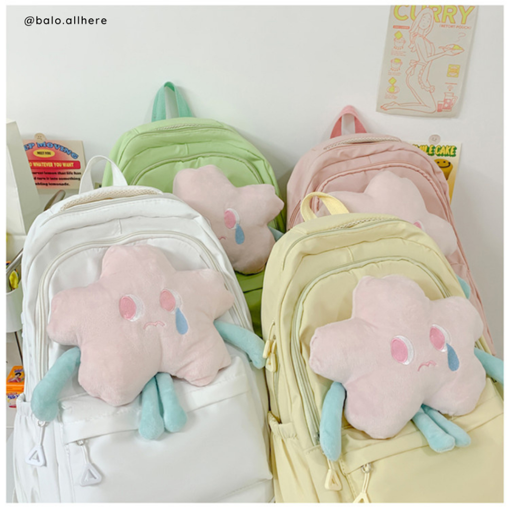 Balo Cặp Sách Đi Học Kèm Ngôi Sao Bông Dễ Thương