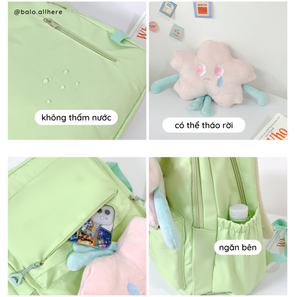 Balo Cặp Sách Đi Học Kèm Ngôi Sao Bông Dễ Thương