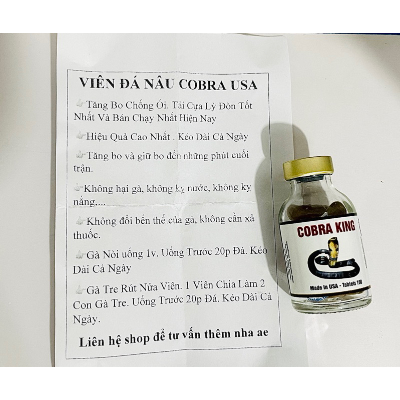 BÒ CẠP MỸ STRONG HEALTHY - VIÊN ĐÁ NÂU COBRA KING - THUÔ.C ĐÁ KẸO ĐẦU LÂU CHO GÀ - THUÔC ĐÁ NHỘNG ĐỎ MỸ CHO GÀ