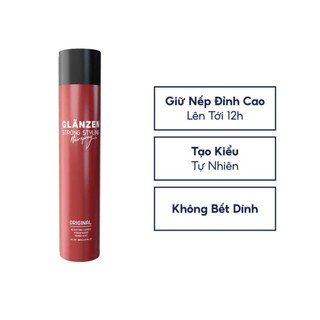 Gôm xịt giữ nếp tóc Glanzen Original, Glanzen Floral 380ml