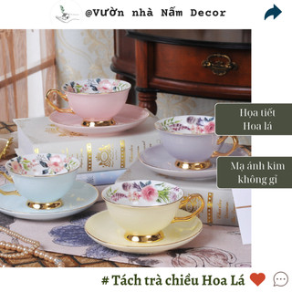 Tách trà chiều Hoa Lá màu Pastel