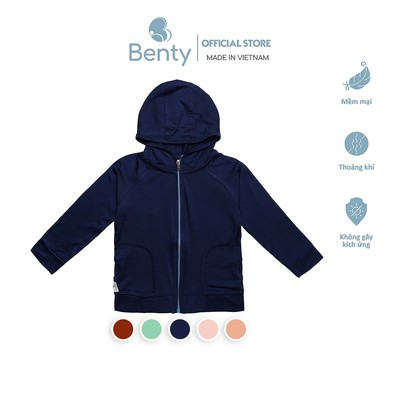 Áo khoác BENTY trơn basic mềm mịn mát cho bé, áo khoác chống nắng bé trai bé gái