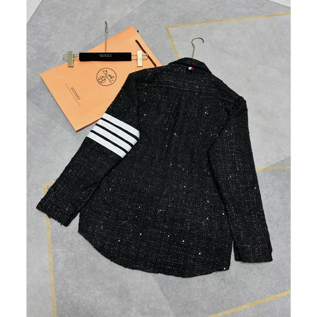 Áo Khoác Len Unisex Phối Hoạ tiết Sọc Khoá Siêu Dày Dặn