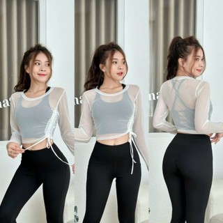 Áo tanktop lưới rút dây eo