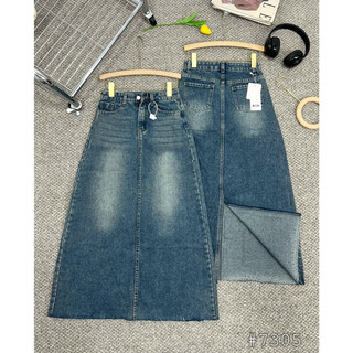 Chân váy jeans dài xẻ sau - mã 7305