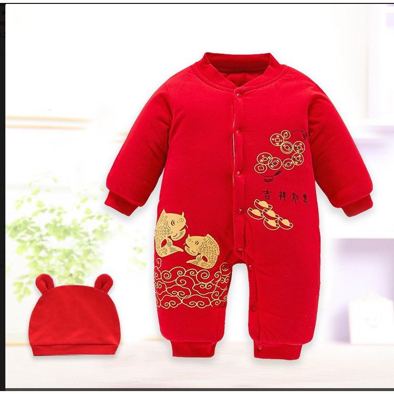 Body Tết Nỉ Bông Liền Mũ Cao Cấp In Hình Rồng LOTUKA, Bodysuit Chất Liệu Ấm Áp, Mẫu Áo Liền Quần Tết 2024 Size 0-12m