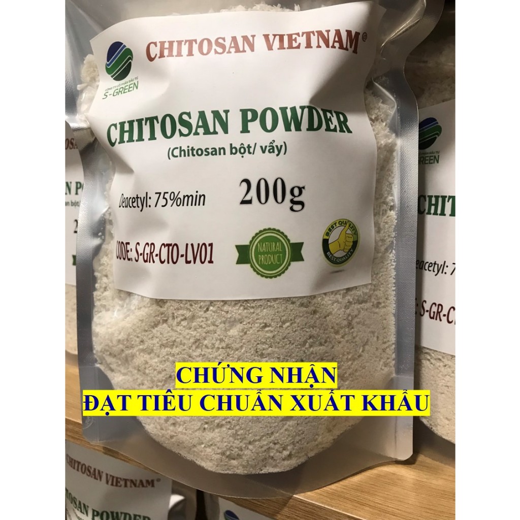 Chitosan bột/vẩy 200gr (Chứng nhận đạt tiêu chuẩn xuất khẩu)