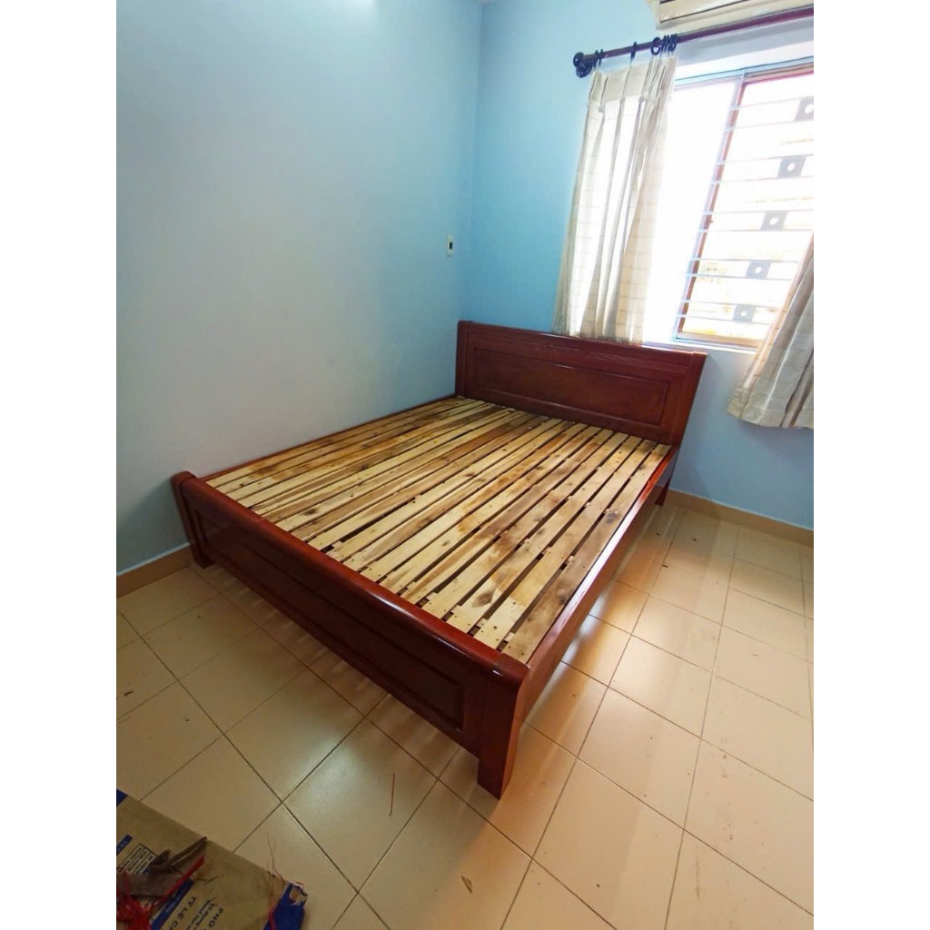 Thanh lý giường ngủ gỗ xoan đào tự nhiên 1m2, giường gỗ 1m4, giường ngủ gia đình gỗ xoan 1m6 tồn kho mới 99%