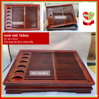 Khay đựng ấm trà giả vân gỗ loại to - khay mặt trăng duonghieu6789