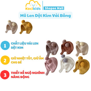 Mũ Len Kocikids Dệt Kim Quả Bông Có Cài Cúc Cho Bé từ 6 tháng đến 2 Tuổi 