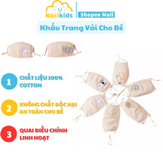 Khẩu trang vải cho bé chất liệu 100% COTTON cao cấp dễ thương (Khẩu trang cho bé 1 tuổi - 10 tuổi)