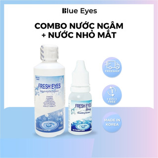 Combo phụ kiện ngành lens gồm nước ngâm, nước nhỏ mắt, khay dụng cụ hỗ trợ đeo lens có gương, máy rửa lens BLUE EYES