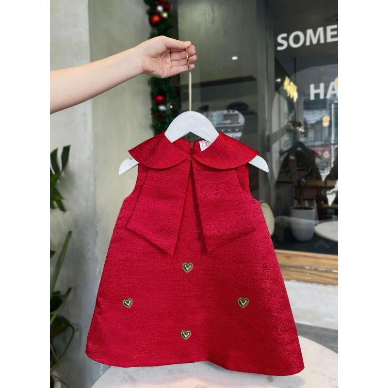 8-55kg| Đầm mẹ và bé đính nút tim