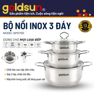 Bộ Nồi Inox Goldsun 3 Món Đáy Từ 3 Lớp Sử Dụng Trên Mọi Loại Bếp - GPS1700/7023