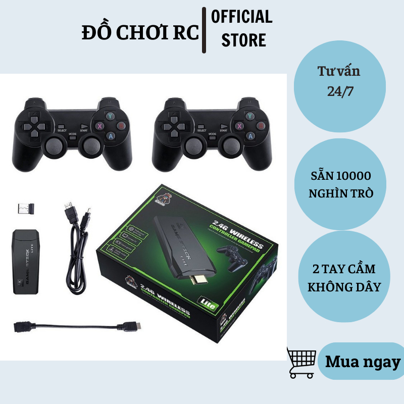 Máy Chơi Game Cầm Tay STICK 4K V2 PRO HDMI 64Gb Sẵn 15000 Game, Tay Cầm Chơi Game Kết Nối Không Dây