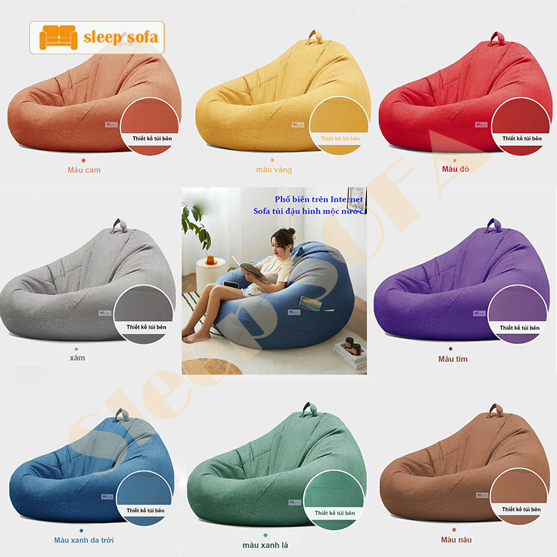 Ghế sofa lười hạt đậu túi đơn tatami phòng khách căn hộ nhỏ ngủ ban công thư giãn Kích thước siêu lớn | BigBuy360 - bigbuy360.vn