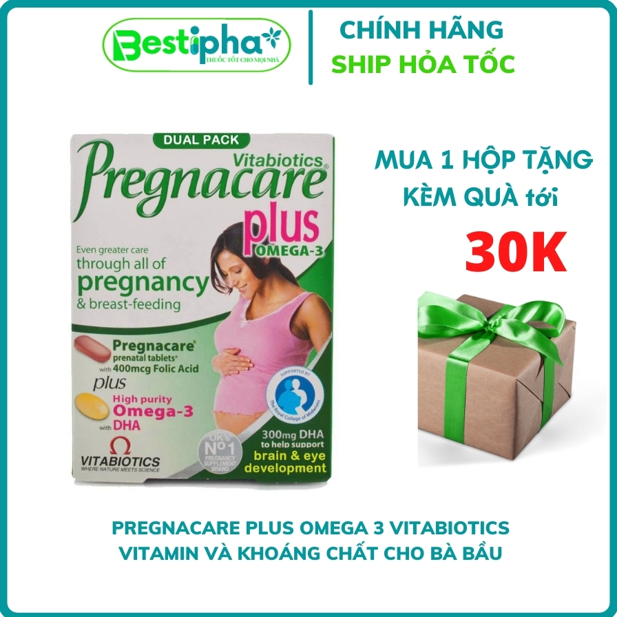 Vitamin Tổng Hợp Cho Bà Bầu Pregnacare Plus Omega 3 Vitabiotics bổ sung 19 loại vitamin và khoáng chất