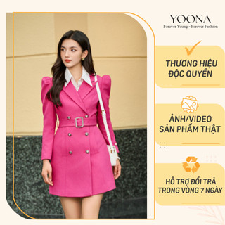 Áo khoác măng tô dáng lỡ tay phồng phối đai to bản YOONA - YD22A258