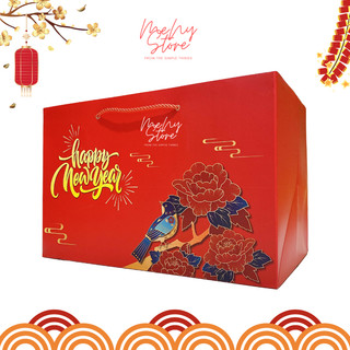Combo 20 túi giấy đựng giỏ quà, lẵng quà Tết chúc mừng năm mới đáy rộng loại đẹp 42x27x25cm Menystore