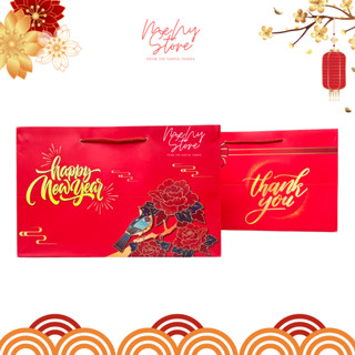Combo 10 túi giấy chúc mừng năm mới đựng giỏ quà, lẵng quà Tết 42x27x25cm loại dày đẹp