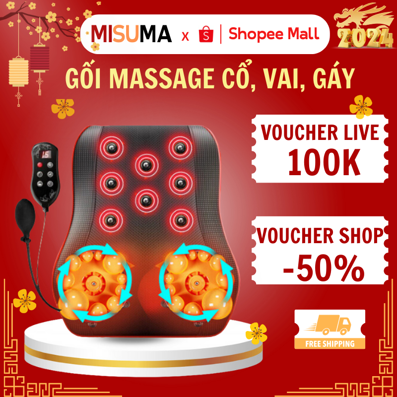 Gối Massage Cổ Vai Gáy MISUMA , Máy Massage Hồng Ngoại KL-19 Hỗ Trợ Mát Xa Toàn Thân Tiện Lợi ( Bảo Hành 12 Tháng)