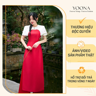 Bộ áo dài Tết cách tân kiểu dáng áo cape trendy họa tiết đính đá YOONA - YD25B226