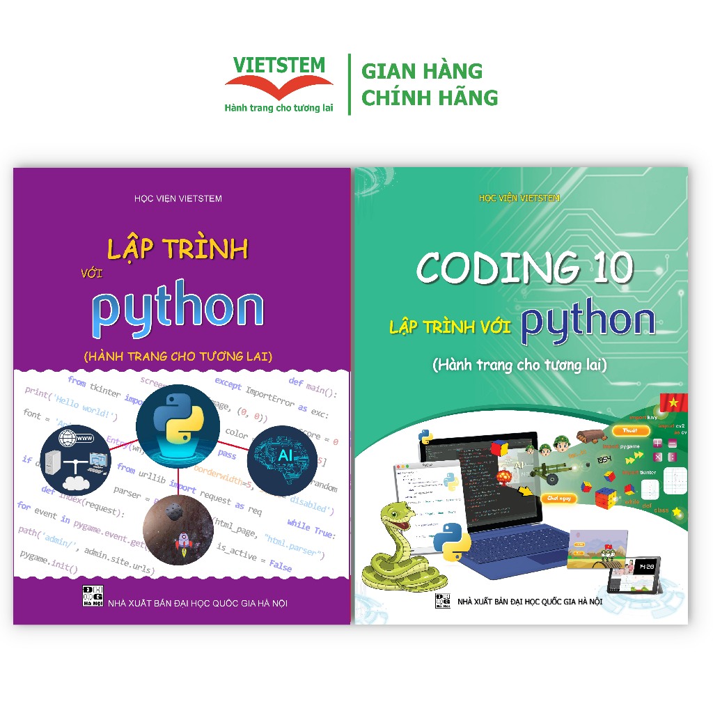 Combo 2 sách hướng dẫn học lập trình Python cho học sinh lớp 10