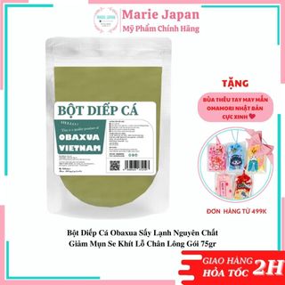 Bột Diếp Cá Obaxua Sấy Lạnh Nguyên Chất Giảm Mụn Se Khít Lỗ Chân Lông Gói 75gr