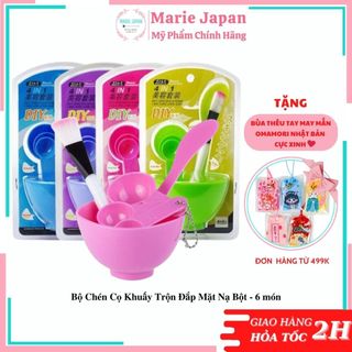Bộ chén cọ khuấy trộn đắp mặt nạ bột - 6 món