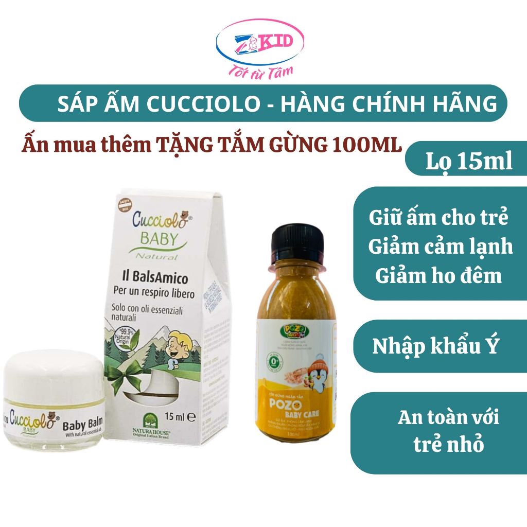 Sáp giữ ấm Baby Cucciolo chính hãng, Bảo vệ hô hấp, giảm ho, sổ mũi