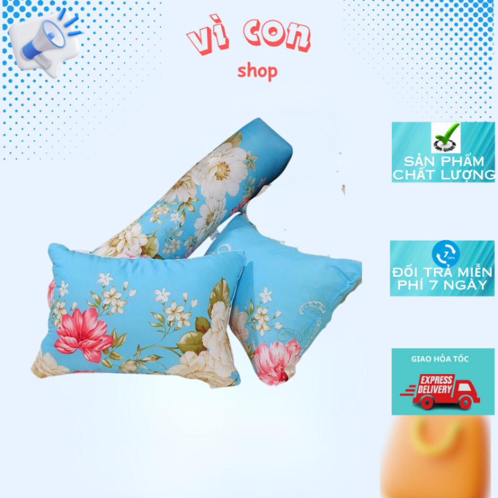2 Vỏ gối nằm,(40x60) cotton poly
