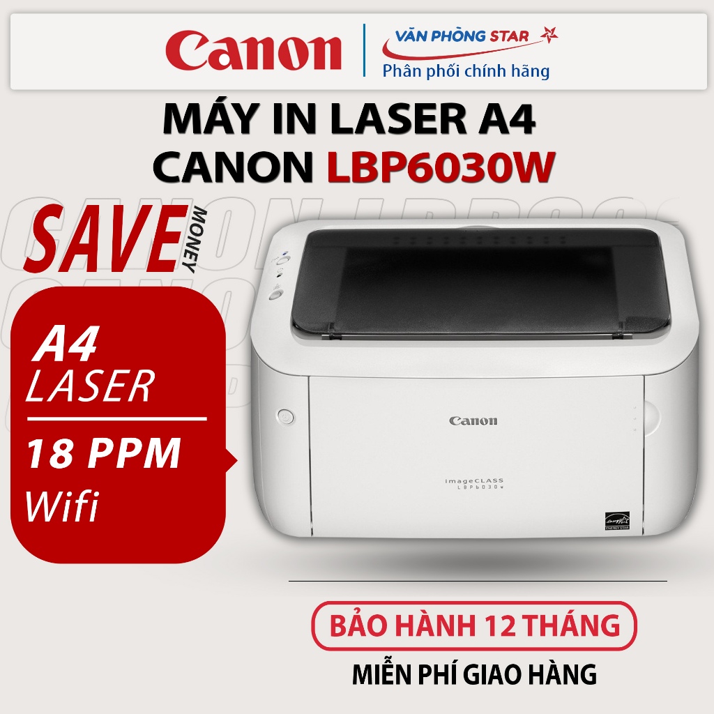 Máy in canon 6030W/ 6030 chính hãng, máy in Wifi mới 100% tốc độ 18 bản/phút, bảo hành 12 tháng
