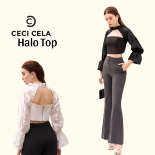 Ceci cela - áo tay phồng cổ nơ cột halo thời thượng