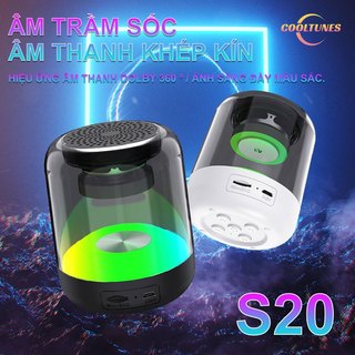 S20 loa bluetooth mini không dây di động usb stereo nghe nhạc trong suốt nhựa thời trang loa loa