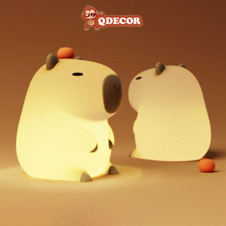 Đèn Ngủ Chuột Lang Capybara Silicon Mềm Dẻo, Đèn Ngủ Cảm Ứng Sạc USB, Bảo Vệ Mắt Dễ Thương - QDECOR