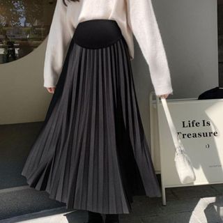 Chân Váy Bầu Xếp Ly Larosa Dáng Dài Vải Chéo Thái Có Đáp Bụng Chất Đẹp LS95V