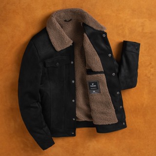 Áo khoác jacket nam TORANO 2 lớp da lộn cổ bẻ, lót lông, lịch sự, phong cách, nam tính EWCL004