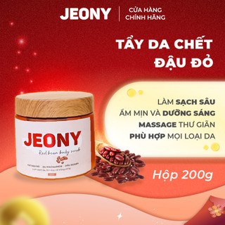 Tẩy tế bào chết body jeony - tẩy da chết đậu đỏ mịn ngay, dưỡng trắng da toàn thân, giảm mụn mờ thâm, lưu hương nước hoa