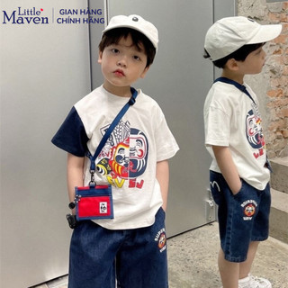 Bộ hè áo cotton quần jeans Little Maven phong cách Nhật Bản cho bé trai A164 - Little Maven Chính Hãng